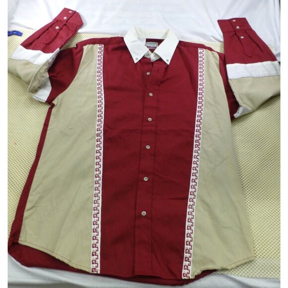 Cowboy's Turtle Association By Roper Other - VTG Cowboys Turtle Association By Roper Mens Two-Tone Western Shirt Sz L Red & B
